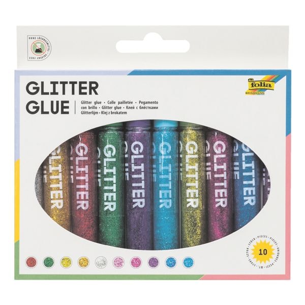 folia Lot de 10 tubes de colle liquide  Glitter Glue 