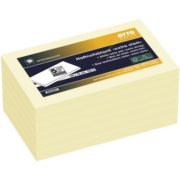 6x OTTO Office Premium bloc de notes repositionnables ultra fort 12,5/7,5 cm, 600 feuilles au total, jaune 6x OTTO Office Premium bloc de notes repositionnables ultra fort 12,5/7,5 cm, 600 feuilles au total, jaune
