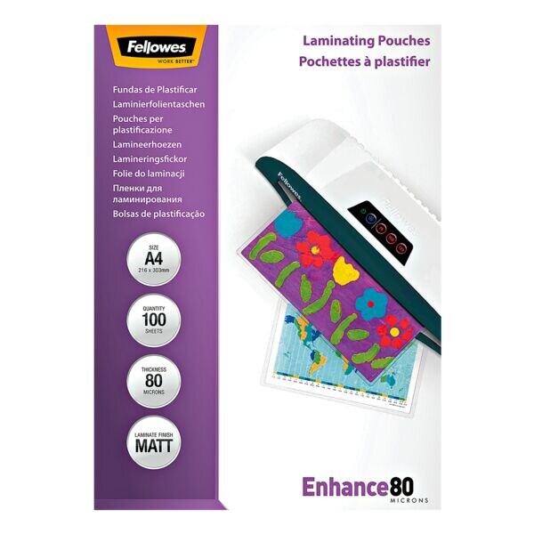 Fellowes 100 pi�ce(s) Pochettes de plastification 5452103 A4 80 � mat
