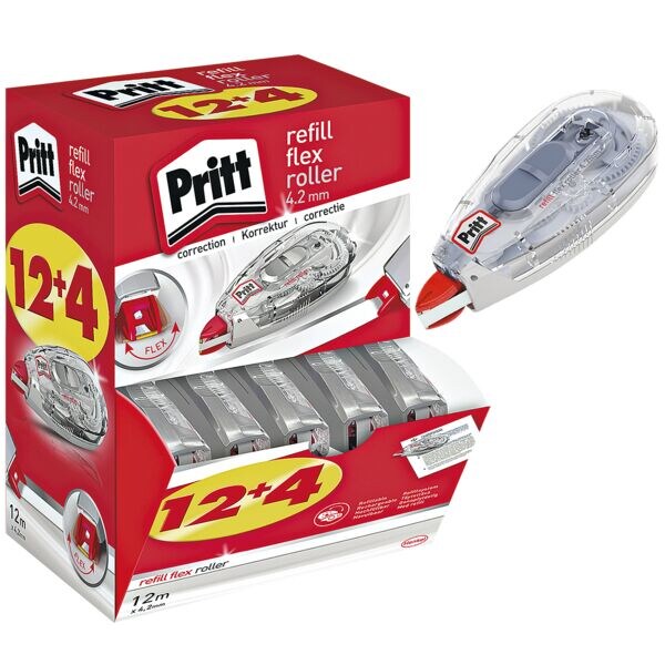 16x Pritt Roller de correction rechargeable Refill Flex 4,2 mm / 12 m