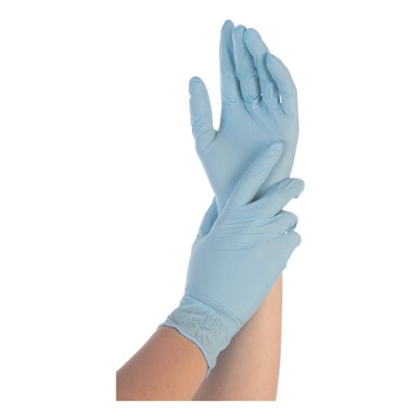 100 Franz Mensch gants jetables Safe Light nitrile, Taille M bleu