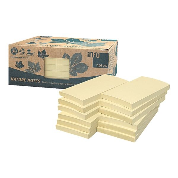 inFO blocs de notes repositionnables Recycling Notes 12,5 x 7,5 cm, 1200 feuilles au total, jaune