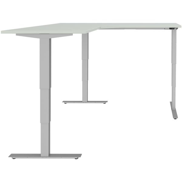 rhr bureau d'angle rglable en hauteur (lectrique) Techno 180 cm, pitement en T argent