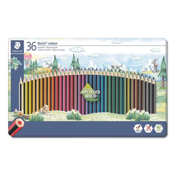 STAEDTLER Paquet de 36 crayons de couleur  Noris colour , hexagonal, dans un tui mtallique