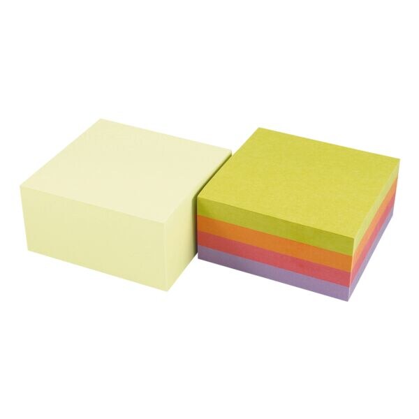OTTO Office Nature 2 blocs cube de notes repositionnables  Recycling  jaune & couleurs intenses, 2x400 feuilles