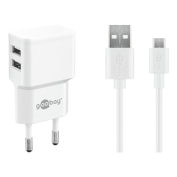 goobay Lot chargeur micro USB dual 2,4 A blanc