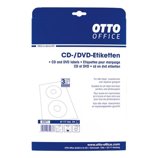 OTTO Office tiquettes CD/DVD en paquet de 50