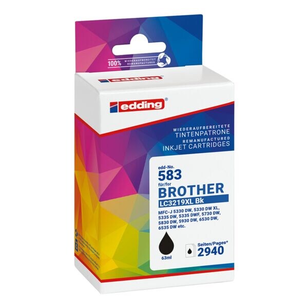 edding Cartouche d'encre quivalent Brother  LC3219XL BK 