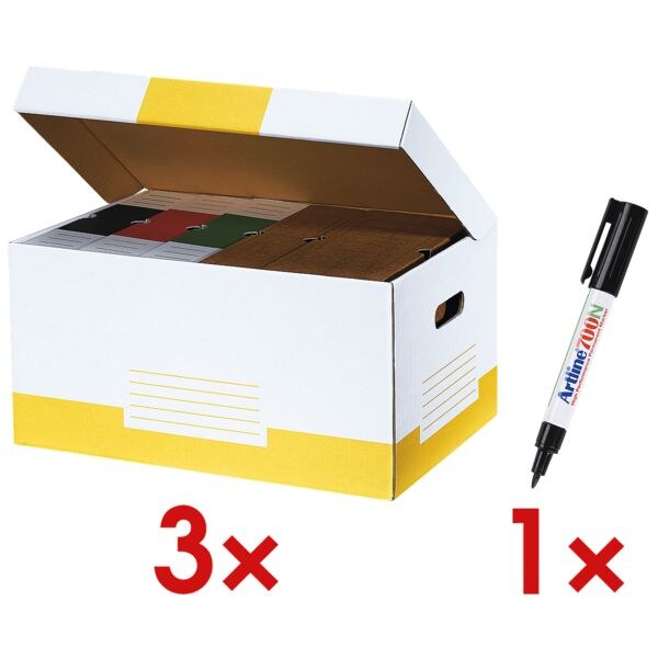 cartonia 3x carton  couvercle rabattable  Color  - 10 pices avec marqueur permanent  700N 