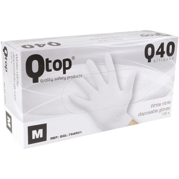 100 gant  usage unique Q40 allround nitrile, Taille M blanc