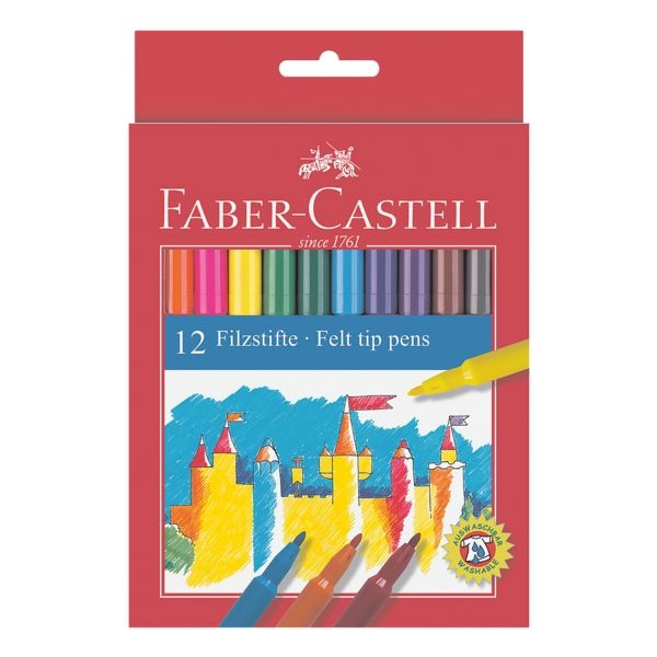 Faber-Castell Paquet de 12 feutres de couleurs assorties
