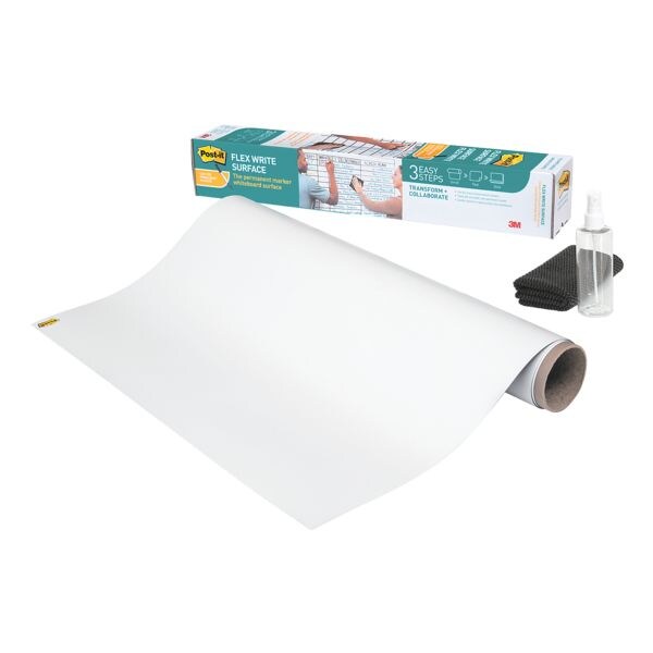 Post-it Film pour tableau « Flex Write » FWS4X3 avec chiffon microfibre et flacon pulvérisateur Post-it Film pour tableau « Flex Write » FWS4X3 avec chiffon microfibre et flacon pulvérisateur
