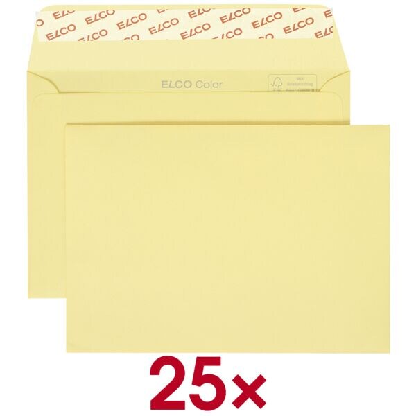 enveloppes ELCO Color chamois clair, C6 100 g/m sans fentre, fermeture  bande adhsive - 25 pice(s)