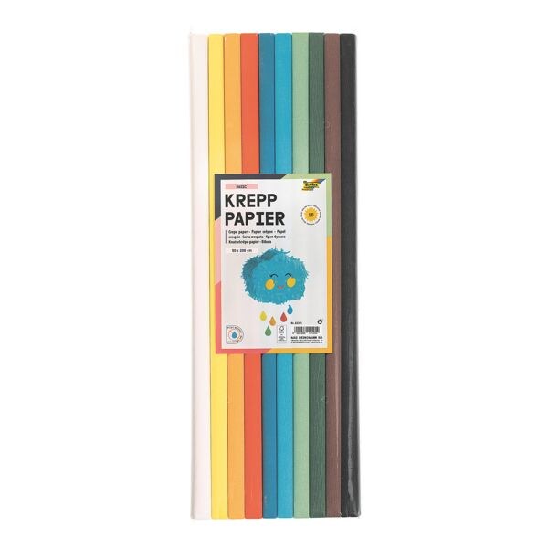 folia Paquet de 10 rouleaux de papier crêpé « Basic », 50 x 200 cm folia Paquet de 10 rouleaux de papier crêpé « Basic », 50 x 200 cm