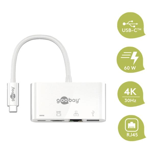 goobay Adaptateur multiport USB-C vers HDMI / USB-A / LAN goobay Adaptateur multiport USB-C vers HDMI / USB-A / LAN