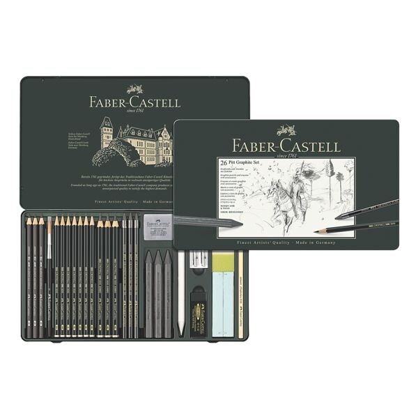 Faber-Castell Lot graphite  Pitt  tui en mtal de 26 pices