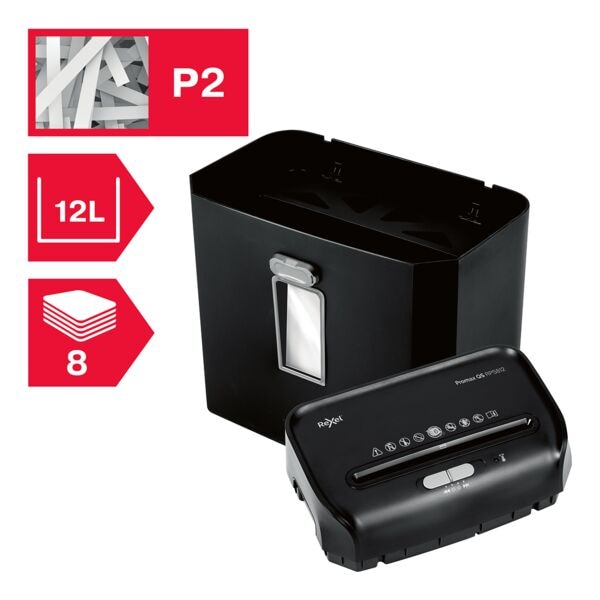 destructeur de documents Rexel Promax RPS812, Niveau de sécurité 2, coupe « fibres » (6 mm), jusqu’à 8 feuille(s) destructeur de documents Rexel Promax RPS812, Niveau de sécurité 2, coupe « fibres » (6 mm), jusqu’à 8 feuille(s)