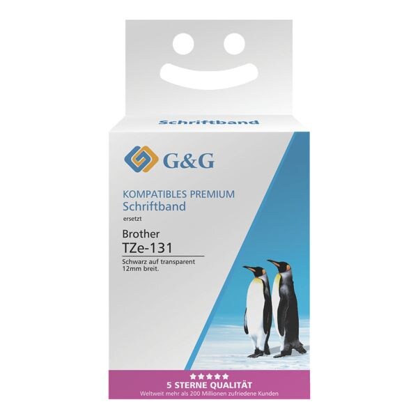 G&G Ruban pour titreuse « RB-BR TZ 131 BK/CL équivalent Brother TZe-131 » 12 mm x 8 m s/t G&G Ruban pour titreuse « RB-BR TZ 131 BK/CL équivalent Brother TZe-131 » 12 mm x 8 m s/t
