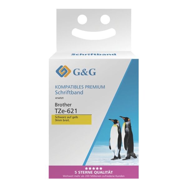 G&G Ruban d'écriture « RL-BR-TZ621P équivalent Brother TZe-621 » 9 mm x 8 m N/J G&G Ruban d'écriture « RL-BR-TZ621P équivalent Brother TZe-621 » 9 mm x 8 m N/J