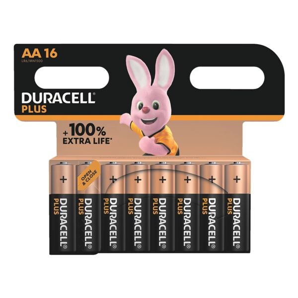 Duracell Paquet de 16 piles  Plus  Mignon / AA / LR6