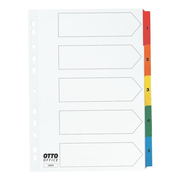 OTTO Office intercalaires, A4, 1-5 5 divisions, blanc / onglets multicolores, carton