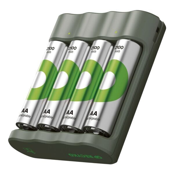 GP Batteries Chargeur USB  GP B421  avec 4 piles rechargeables Mignon AA 2100 mAh