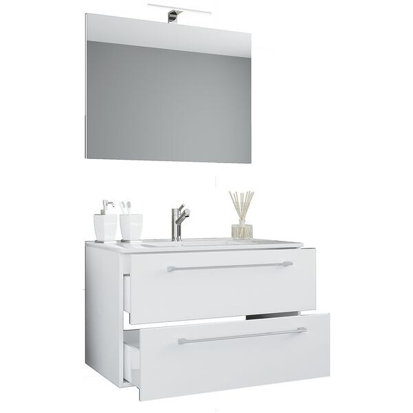 VCM Morgenthaler Meuble vasque  Badinos  avec 2 tiroirs 60 cm avec miroir et vasque