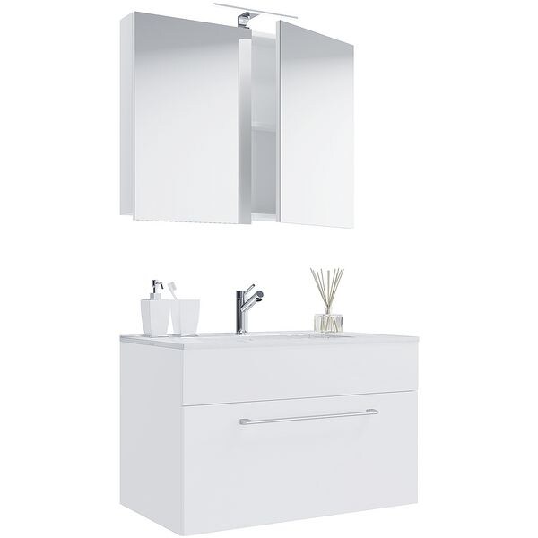 VCM Morgenthaler Meuble vasque  Badinos  1 tiroir 60 cm avec armoire de toilette et vasque