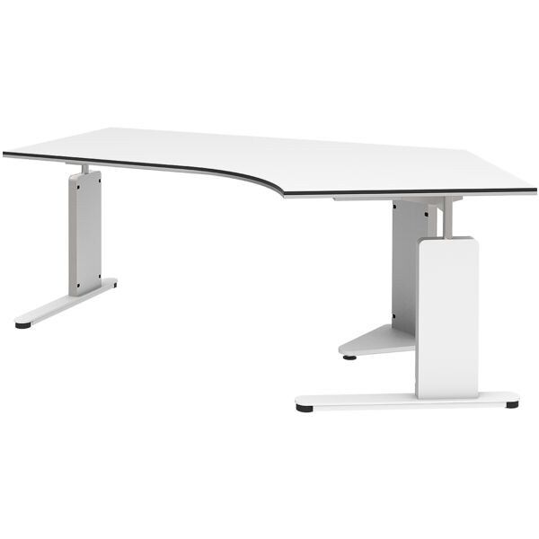 rhr bureau Objekt Plus 217 cm, pitement en L blanc / couleur aluminium, angle de 120   droite