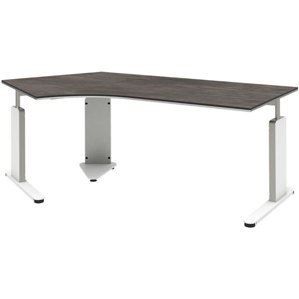 rhr bureau Objekt Plus 217 cm, pitement en L blanc / couleur aluminium, angle de 120   gauche