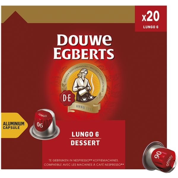 DOUWE EGBERTS Paquet de 20 capsules de caf  Lungo 6 Dessert 