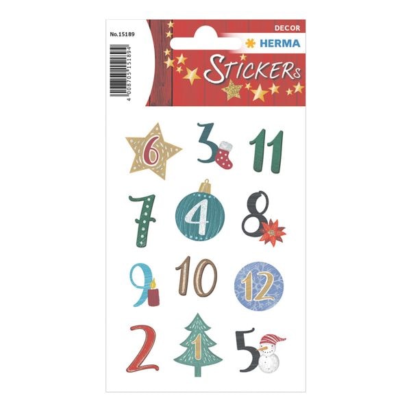 Herma Autocollants - chiffres du calendrier de l'Avent - symboles de Noël Herma Autocollants - chiffres du calendrier de l'Avent - symboles de Noël