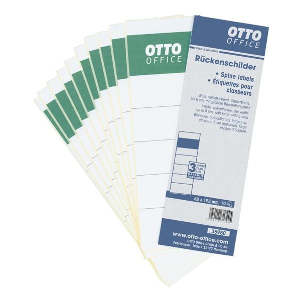 OTTO Office tiquettes classeurs autocollantes blanches  62x192 mm 