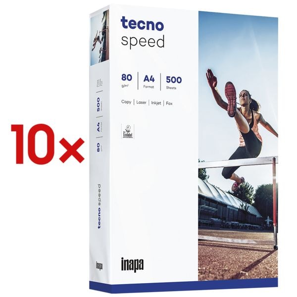 10x Papier multifonction Inapa tecno Speed - 5000 feuilles au total, 80g/m²