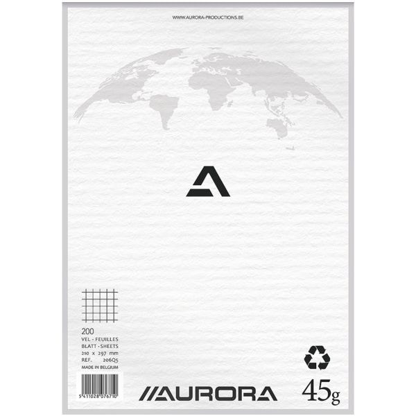 Aurora bloc-notes bloc-notes papier recyclé à carreaux