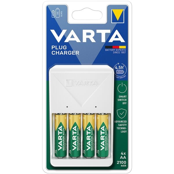 Varta Chargeur  Plug Charger  avec 4x piles AA