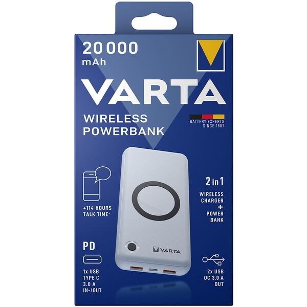 Varta Batterie complémentaire « Wireless Power Bank » 20.000 mAh