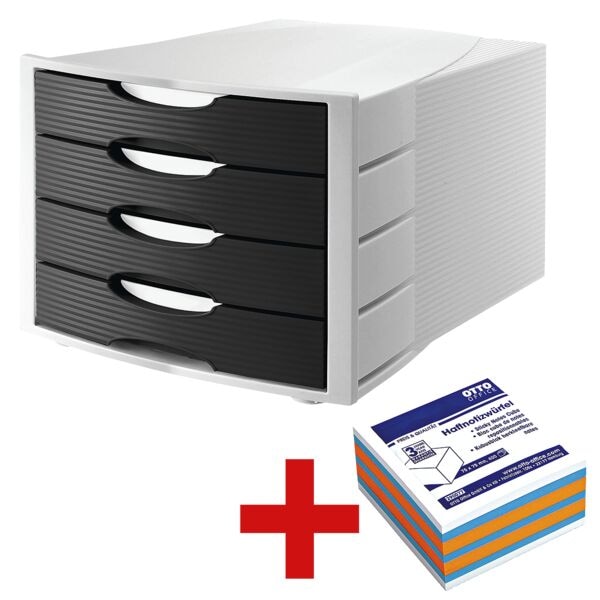 OTTO Office Module  tiroirs pour A4 / C4 avec blic cube de de notes repositionnables 75 x 75 mm  Brilliant-Mix   tricolore