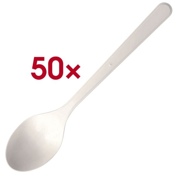 Papstar Paquet de 50 cuillres rutilisables 18,5 cm blanches