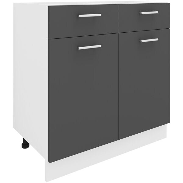 VCM Armoire basse « Esilo » 80 cm large 2 portes 2 tiroirs