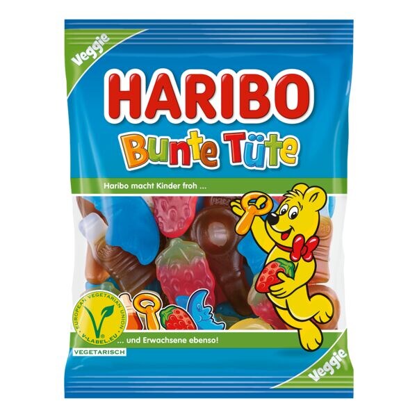 Haribo Bonbons glifis aux fruits  Bunte Tte  175 g vgtarien
