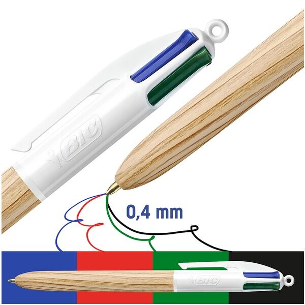 Stylo-bille plusieurs couleurs BIC Wood Style