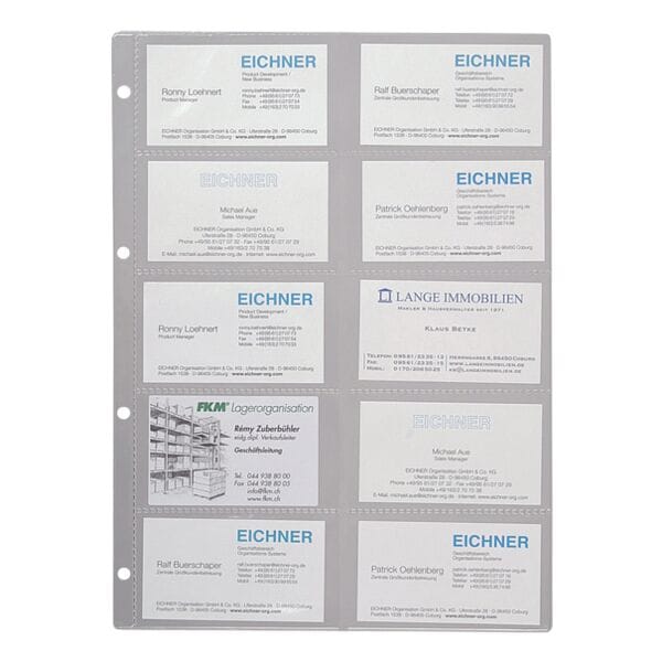 EICHNER Paquet de 100 pochettes pour 20 cartes de visite EICHNER Paquet de 100 pochettes pour 20 cartes de visite