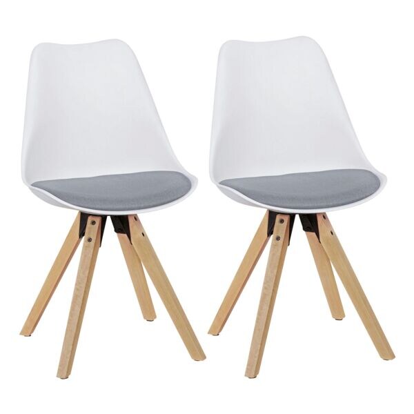 Wohnling Lot de 2 chaises de salle  manger  Lima  plastique blanc / gris