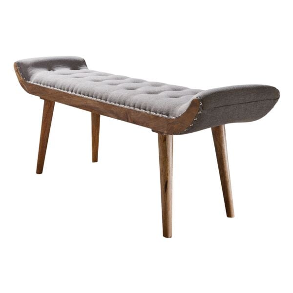 Wohnling Banc tissu / bois massif design Chesterfield 125 cm