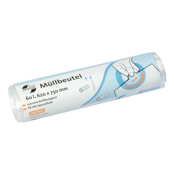 60 L sacs poubelle Deiss UNIVERSAL PLUS® transparent 20 pice(s)