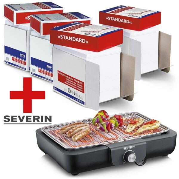 4x Boîte-maxi de papier imprimante multifonction A4 OTTO Office Standard - 10000 feuilles au total, 80g/m² avec Barbecue de table avec grille « PG 8554 »