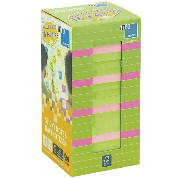 inFO lot de notes repositionables paquet avantageux brilliant 7,5 x 7,5 cm, 1600 feuilles au total, vert & rose inFO lot de notes repositionables paquet avantageux brilliant 7,5 x 7,5 cm, 1600 feuilles au total, vert & rose