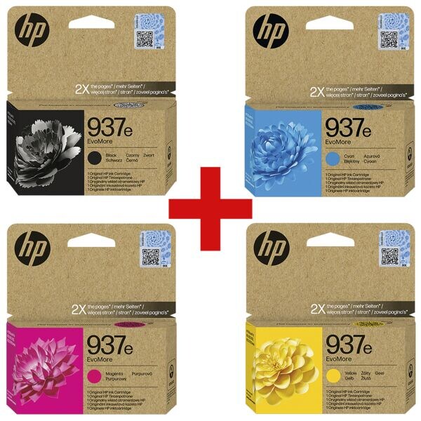 HP Lot de cartouches jet d'encre HP 937e, noir, cyan, magenta, jaune - 4S6W9NE#CE1