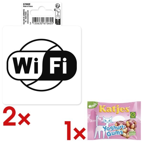 EXACOMPTA 2x panneau de signalisation  Wifi  10 cm avec bonbons glifis  Yoghurt-Gums  175 g